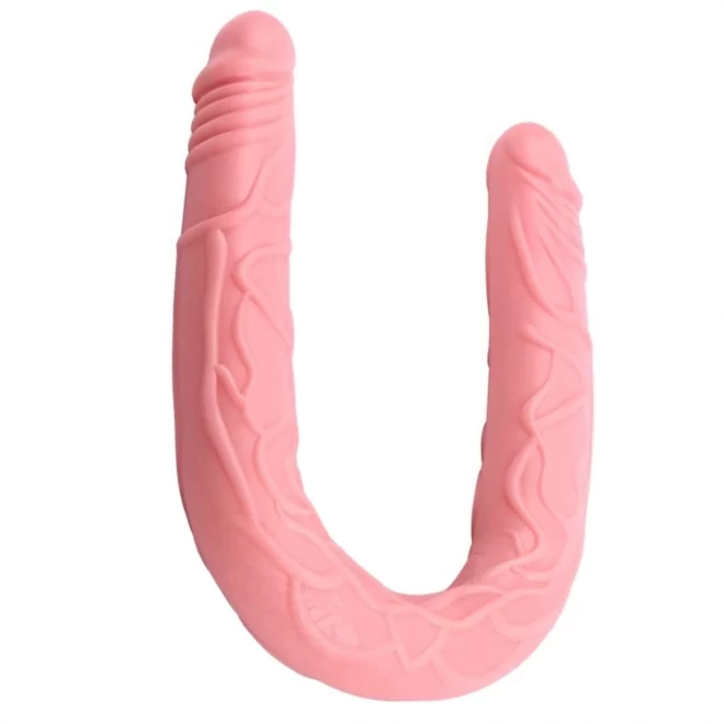 Podwójnie zakończone dildo- Jelly Flexible Double Dong-Flesh