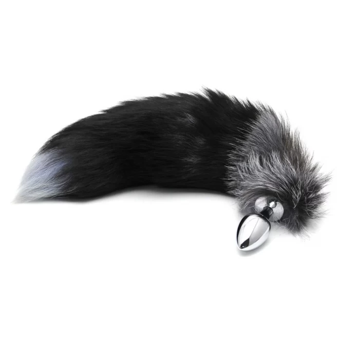 Alive black&white fox tail m